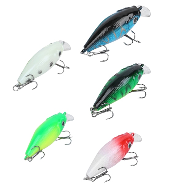 5 stk Crankbait Lure Bait Set Box Fiske Farverige Højfiber Kunstige Tackle Kroge (Stil 1)