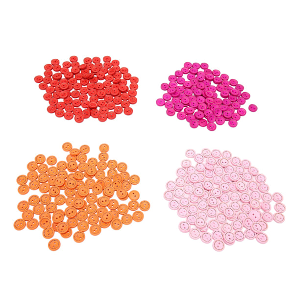 400 stk Runde Treknapper 1,5 cm 2 Hull Assorterte Farger Lett Glatt Håndverksknapper for DIY-dekorasjon