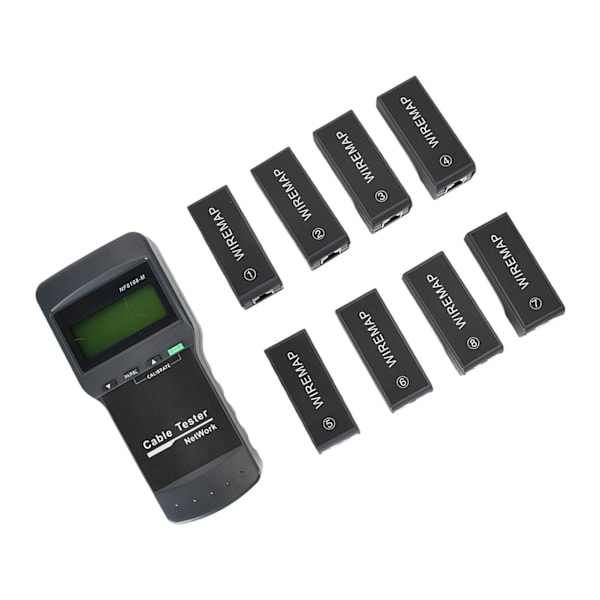 F‑8108‑M LCD Display Netværkskabellængdetester Kabeltrådsfejlfinder med 8 fjernenheder