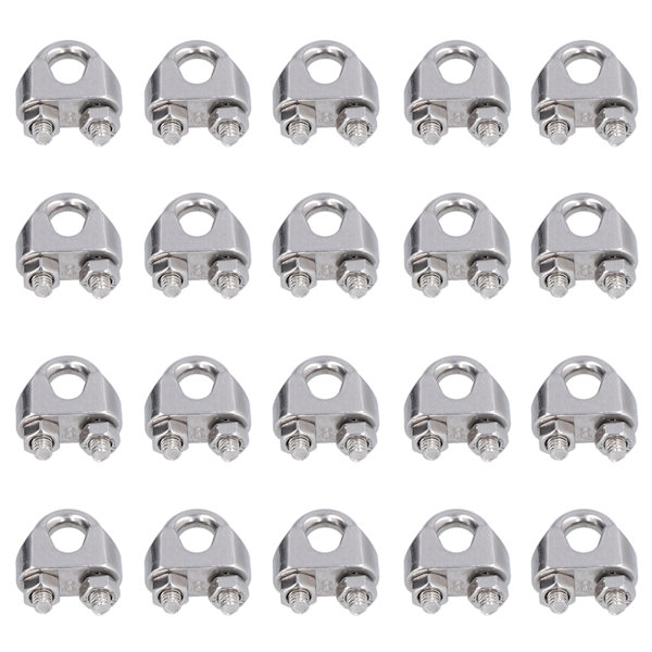 20 stk rustfritt stål wireklemme Hårdvare Rigg Kabelklemme Lås Klemmesett M3(3mm)