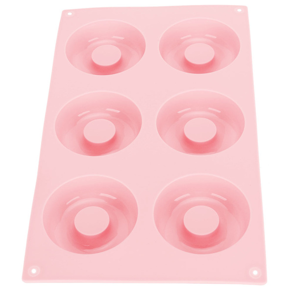6 Huls Silikon Donut Bageplade Non-Stick Kage Cookie Form Værktøj Køkkenudstyr (Rosa)