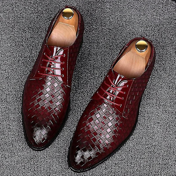 Herrskor Formella Geometriska Röda Läder Oxfords - Business, Fest, Bröllop - Gul