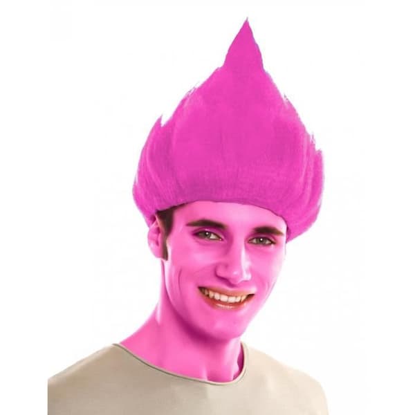 Paryk - GENERISK - Lyserød trold til voksne - Glat hår - Karneval Neon rosa