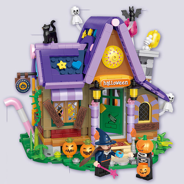 Mini House Building Kit Rolig pedagogisk mini tegel Halloween leksaker för pojkar Flickor