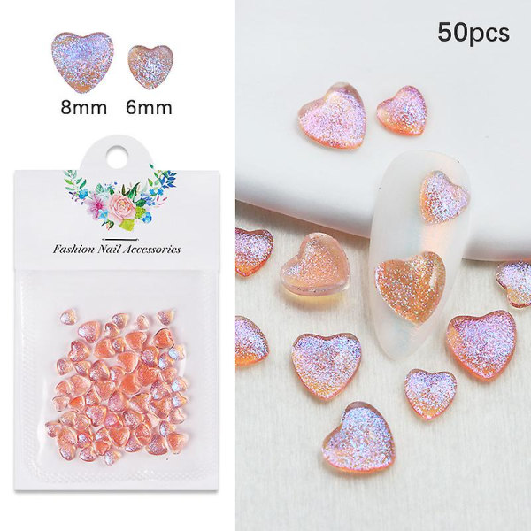 50 kpl Glitter Resin Heart Nail Art -koristeita TYYPPI 4
