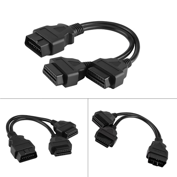 Bil 16-bens OBD2 OBDII Han til Dobbelt Hun Y-Splitter Adapter Diagnostisk Værktøj til Forlængerledning