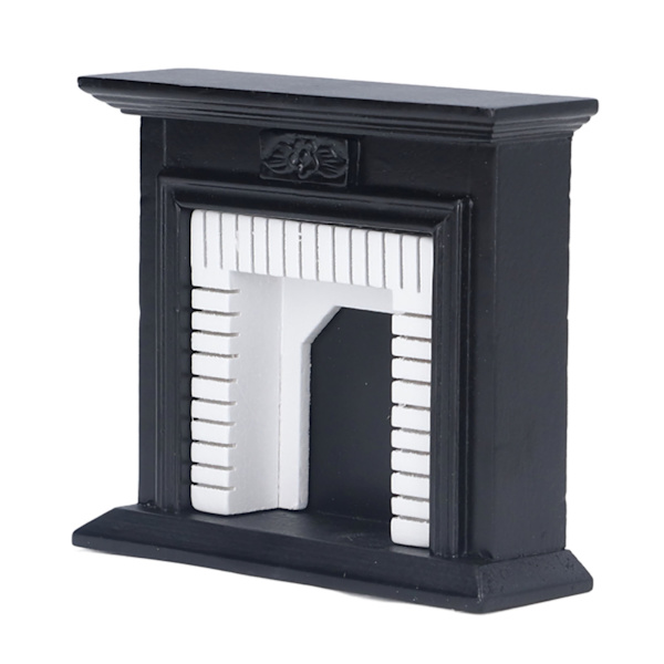 1:12 Dockhus Öppen spis Retro Svart och vit dockhus i björk Miniatyrmöbler för dockhusdekoration