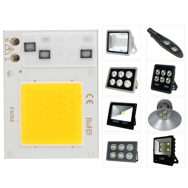 50W 220V Varmvit High Power LED Chip Högspänning COB ljuskälla ljustillbehör