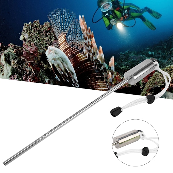 KEEPdiving Rostfritt stål 30 cm Dykning Hummer Stick Pointer Underwater Shaker Noise Maker med skala handrem