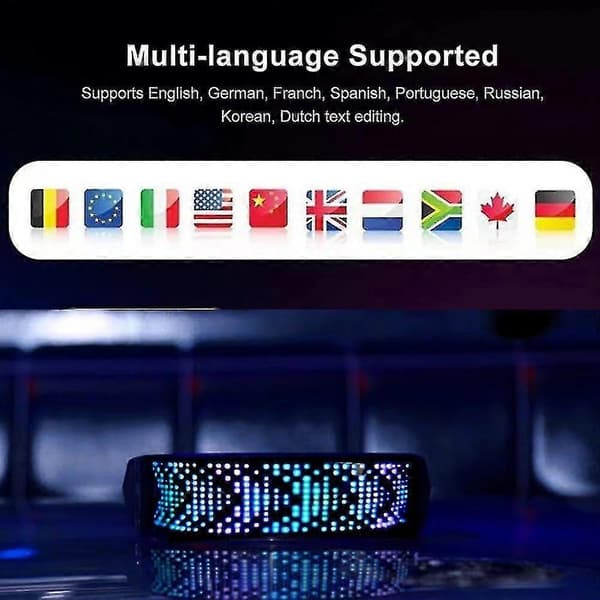 Fullfarge LED-briller med mobilapp, Bluetooth-kontroll, display, strikk-disko, elektriske stavelser, lysende briller