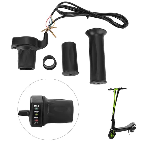 24V Half-Twist Throttle Assembly 4-Wire Hand Grip Cable Kit for Electric Scooter with Indicator