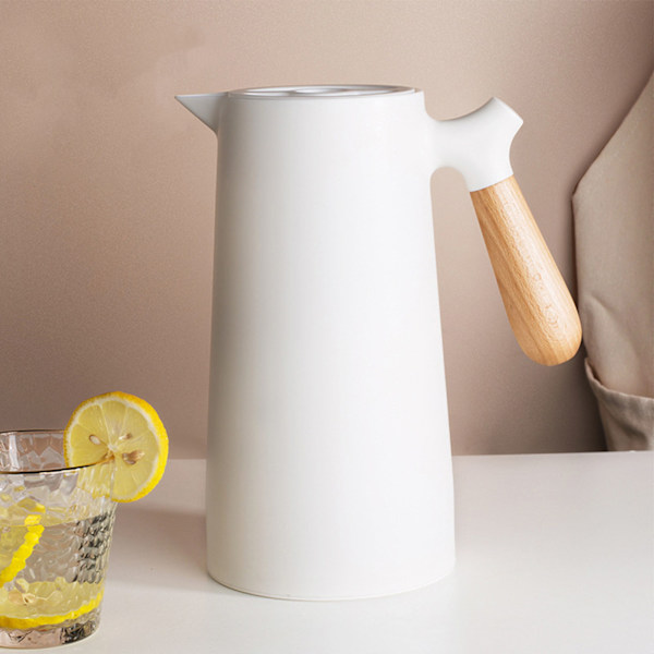 Isolert vakuumkanne for tevann og kaffeglassforing Flere lag for hjemmecamping Hvit 1L