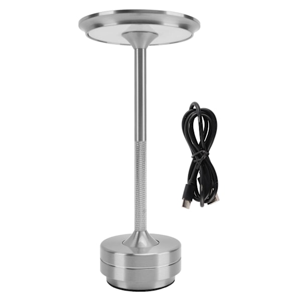 Sladdlös bordslampa 3 färger Steglös dimmer LED-bordslampa Uppladdningsbar Touch-lampa Nattduksbord Lampa för restaurangbarer Hem Silver