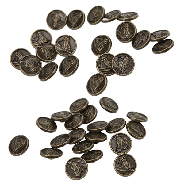 Knapper DIY Antikk Bronse Rund Gravert Hestehode Sink Legering Knapp Dekorasjon
