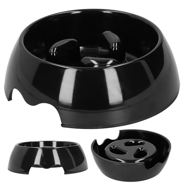 Pet Slow Feeders Bærbar Hund Langsom Foder Skål Anti Kvælning Skål til Kat Hund Tilbehør M Sort