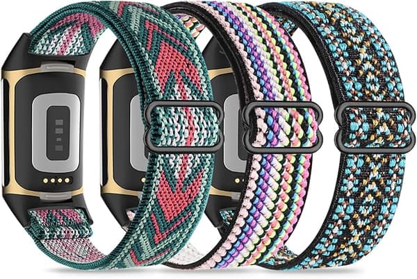 elastiske håndledsremme, kompatible med Fitbit Charge 5/Fitbit Charge 6 herre- og damearmbånd, åndbare og justerbare[LD] A