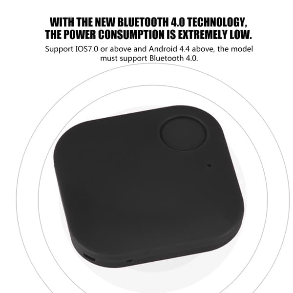 Bluetooth Nøglefinder Tile Tracker - Sort, anti-tabt GPS Locator til nøgler, børn og kæledyr