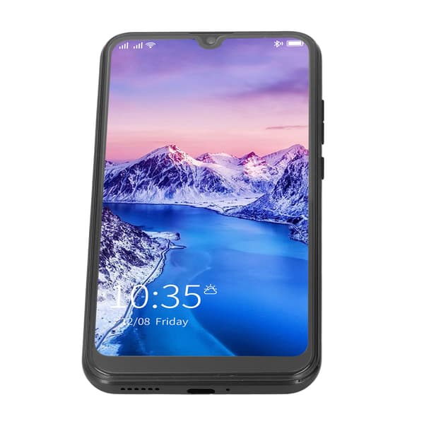 Android 10 smartphone, 6,26 tommer, ansigtsgenkendelse, 4 GB RAM, 64 GB ROM, sort