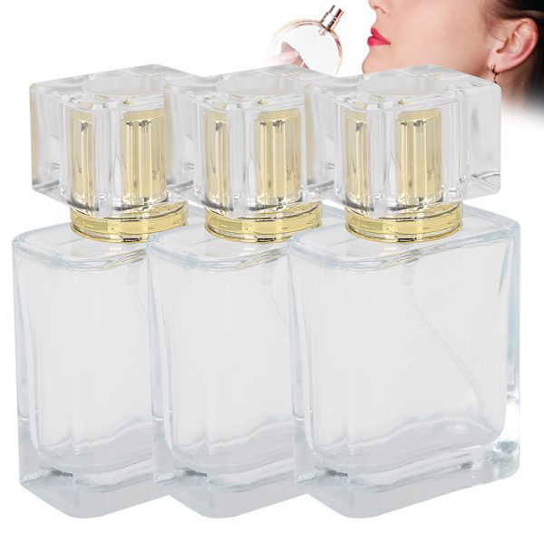 50 ml Refillable Perfume Bottle Glass Spray Transparent Liquid Empty Atomizer Container Gold