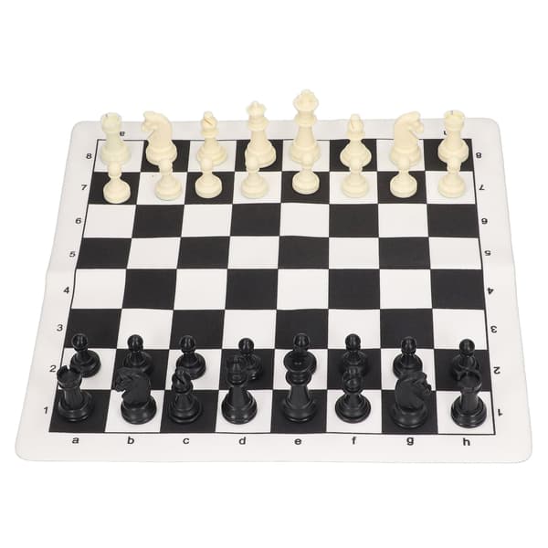 Plastic Chess Set International Chess Set Black and White Chess Board Set with a Storage Bag