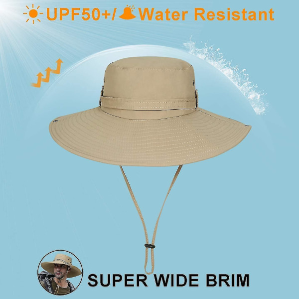 Sun Fishing Hat til mænd/kvinder Super Wide Rim Upf50+ Bucket Boonie Cap åndbar solhat