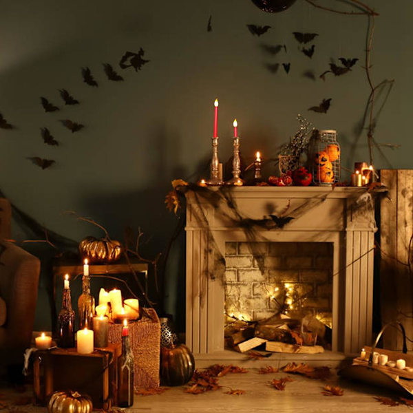 6 st LED flamlösa flimrande varmt ljus avsmalnande ljus med 2 fjärrkontroller för jul Thanksgiving Halloween hembröllopsdekoration