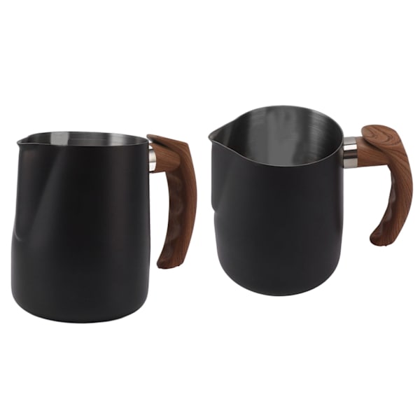 Melkeskummingkrus Indre skala 304 Rustfritt stål Dryppfri tut Kaffe-dampkanne med håndtak Matt svart 600 ml