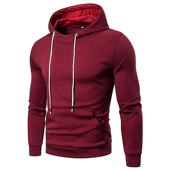 Mænds Vinrød Langærmet Hoodie Træningstop XL