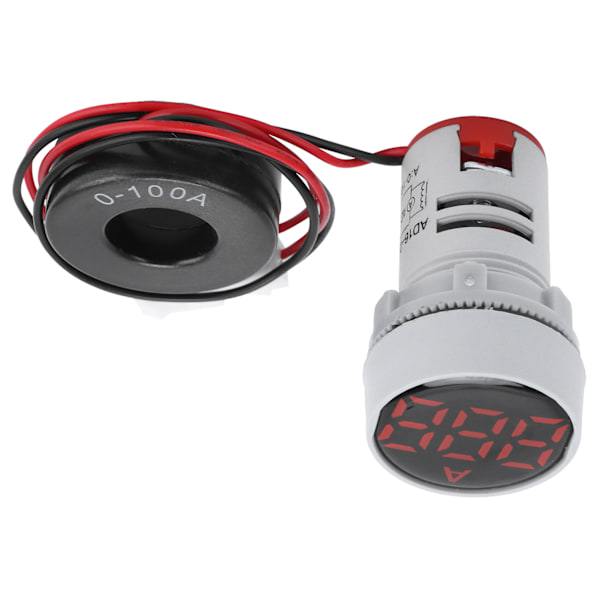 Digital strömmätare Kristallpanel Amperemeter Rund signalindikator AC 220V AD16‑22DSARed