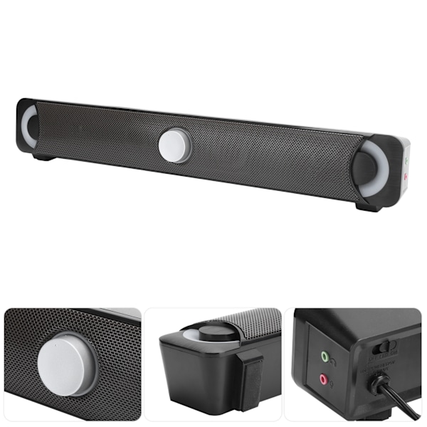 Smalody USB-lading Multimedia-høyttaler HiFi Bærbar Datamaskin Høyttaler med LED-lys