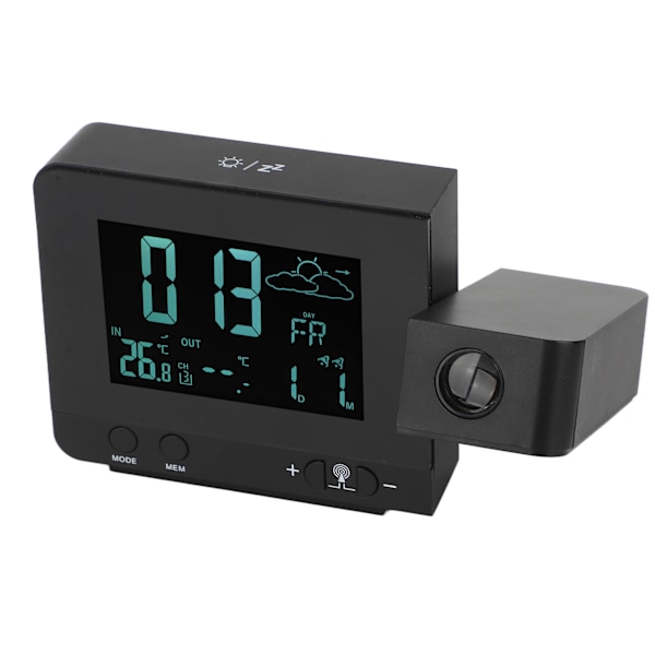 Projection Alarm Clock 8 Backlight Color Temperature Weather Display Snooze Function USB Alarm Clock 100‑240VEU Plug