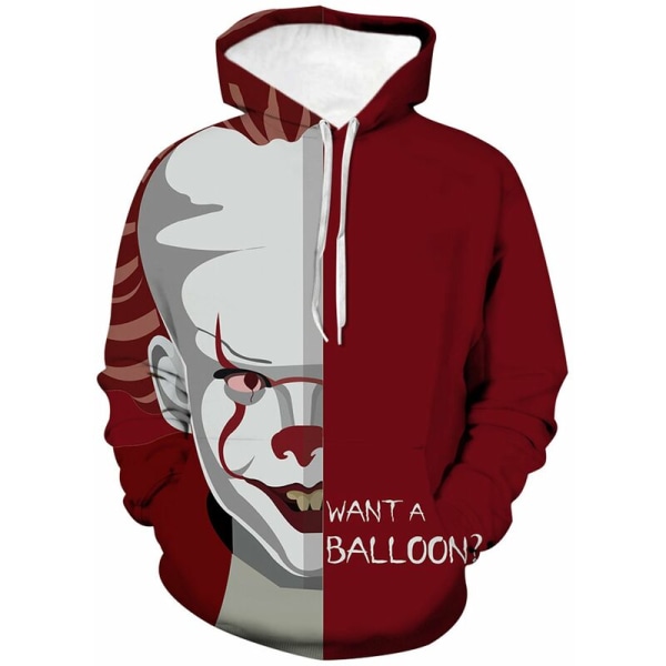 Halloween höst och vinter ny clown 3D-utskrift hoodie tröja tide varumärke par baseball uniform för män och kvinnor 2XL, modell: 2XL
