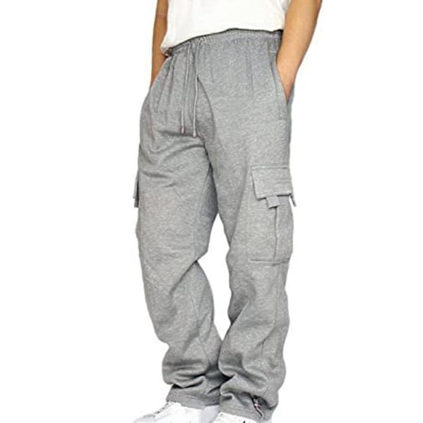 Cargo Style Herre Sweatpants | Løstsiddende Casual Bukser med Lommer | Forår/Sommer | Grå | 2XL