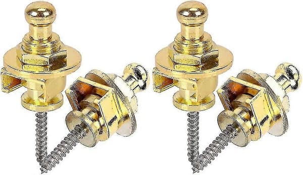st lås Kompatibel med gitarrremmar, klassisk akustisk elektrisk akustisk gitarr bas ukulele (silver) gold