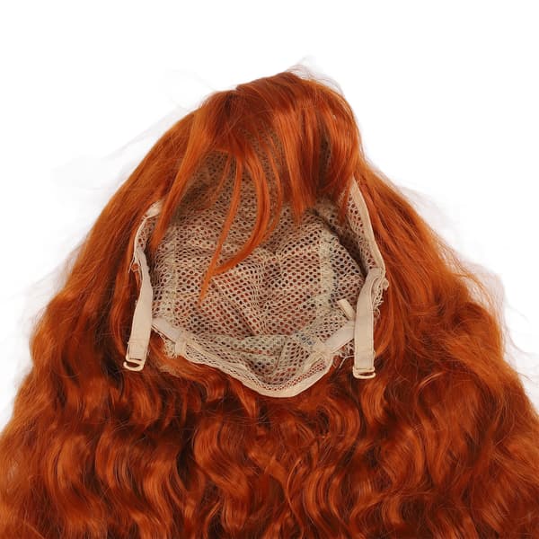 Modern smutsig orange lång lockig peruk för kvinnor och flickor, perfekt för vardagsbruk och fester