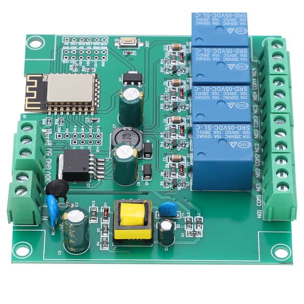 Relémodul WIFI 4-kanals ESP8266 utviklingskort for trådløs kontroll DC7-12V/5V USB