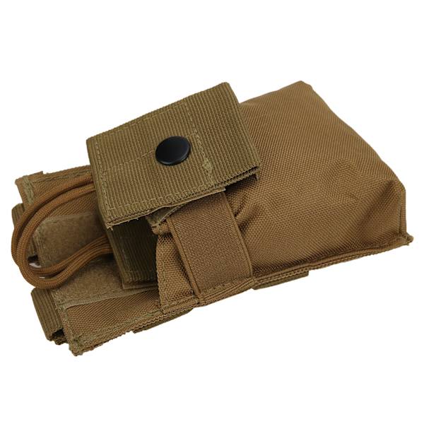 Multifunktionel Molle Radioholder Holster Walkie Talkie Taske Pose til To-vejs Radio (Tan)