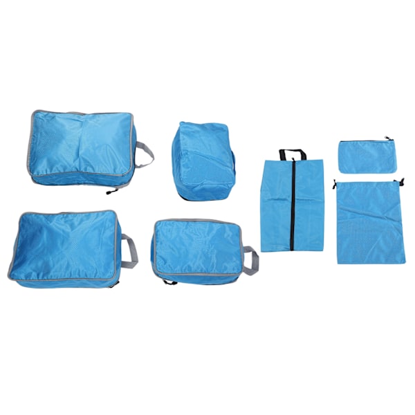 7 stk Kompressionspakningskuber Polypropylen Polyester Let Bagage Komprimerbar Taske til Rejsetaske Rejse Blå