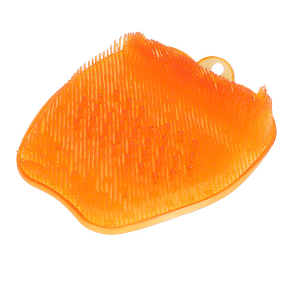 Duschfotmassager Skrubber med Sugkopp Djuprengöring Främjar Blodcirkulation Mjuk Silikon Fot Skrubbmatta Orange