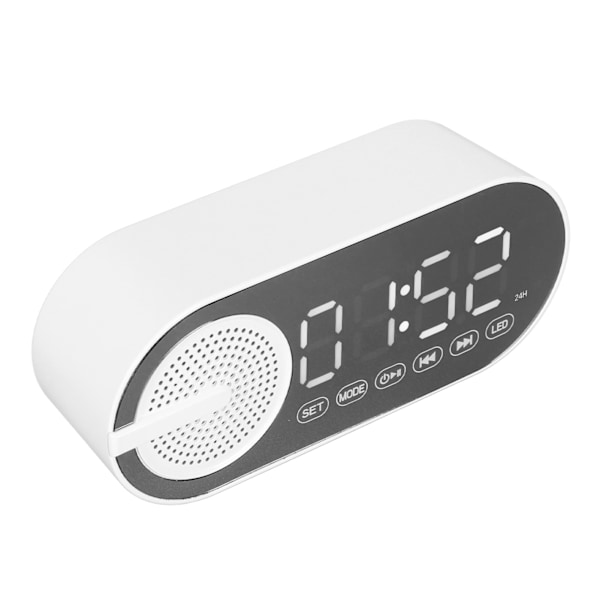 Bluetooth 5.0 Högtalare Spegelklocka Tung Bas FM Radio Uppladdningsbar Digital Väckarklocka med Dubbla Alarm för Sovrum
