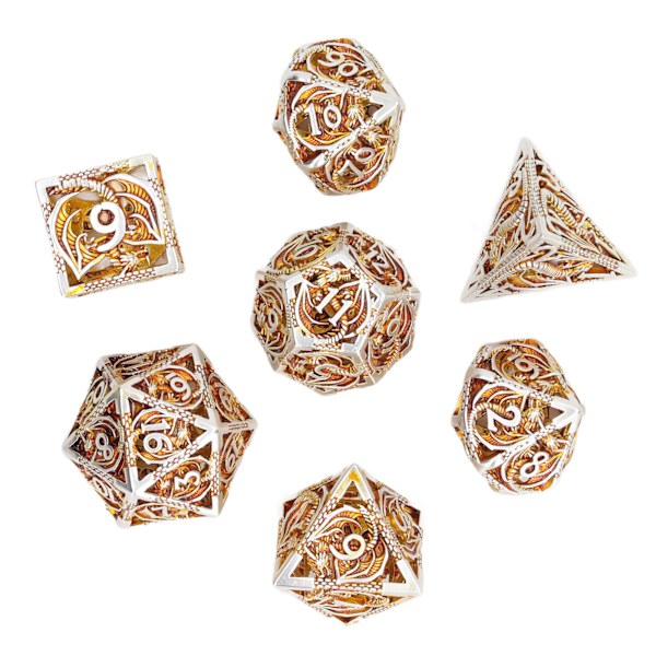7 kpl onttoja metalliheittokuutioita Setti Selkeä numero Polyhedron-heittokuutiot Setti pöytäroolipeleille Kulta