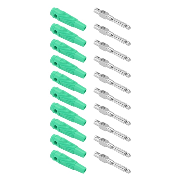 10 stk 4 mm 7-bens banan stik kobber 1000V 32A stakbare han stik med blød hylse skrue TightGrøn