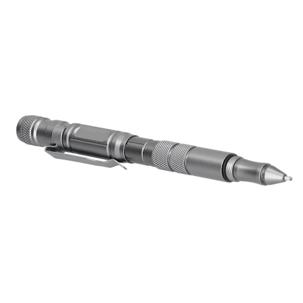 MultiTool Pocket Pen Självförsvarsverktyg med LED-ficklampa Mini Cutter för utomhusbruk (Silvergrå)