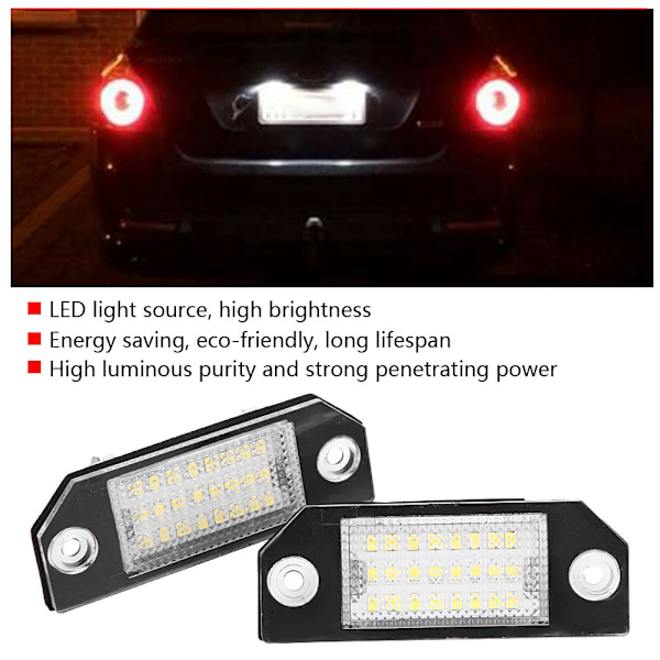 2 stk. 24 LED-perler nummerplade LED-lyslampe til Ford C MAX Focus MK2