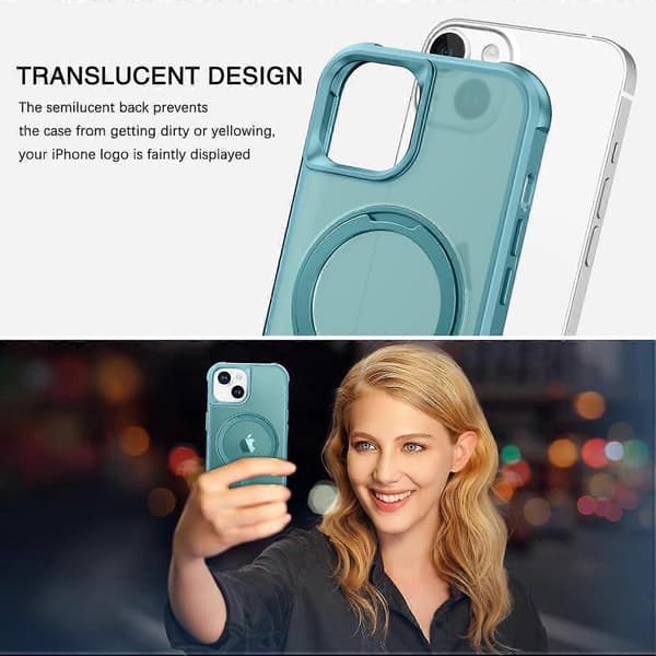 TIANYING Magnetisk iPhone 14 Plus-deksel, Mobildeksel iPhone 14 Plus [Kompatibel med MagSafe] Roterbar ringholder Støttedesign Støtsikker beskyttelse Blue