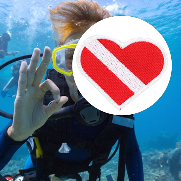 Hjärtformad Scuba Diving Brodery Patch Dyk Badge Väst Väska Cap Patches