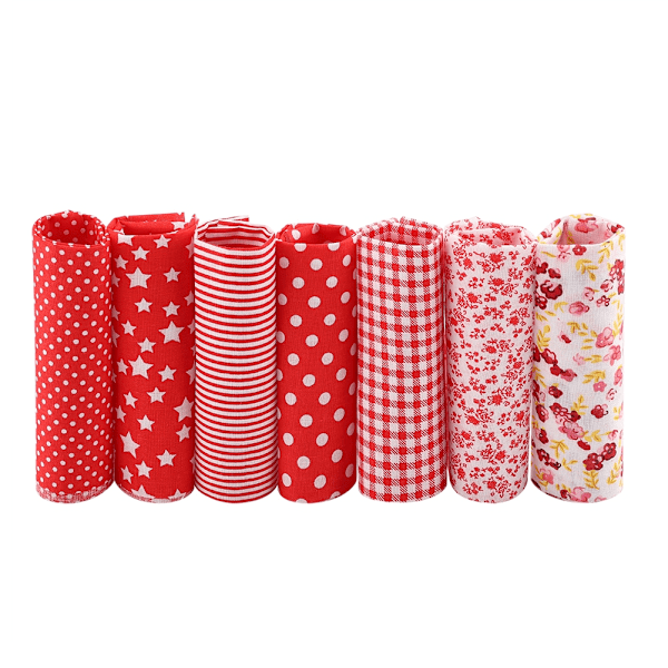 7st 50*50 cm Bomullstyg DIY Assorted Squares Pre Cut Sängkläder Kit Quarters Bundle (röd)