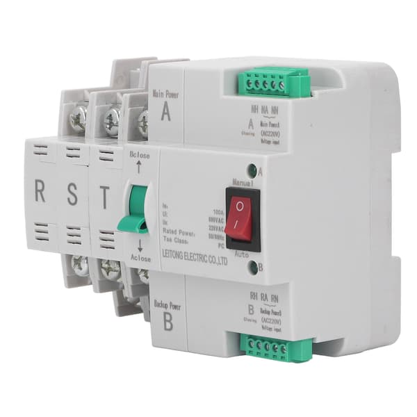 Automatic Transfer Switch Dual Power 3P Controller AC400V Rail Mount for Factory Farm 100A