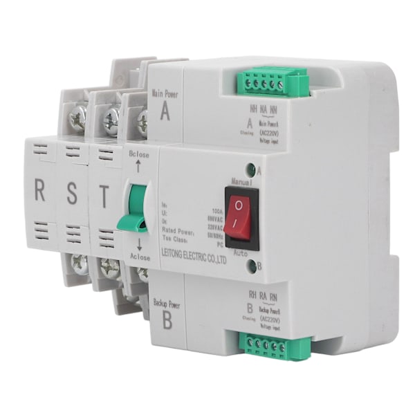 Automatisk Overføringsafbryder Dual Power 3P Controller AC400V Skinnemontering til Fabrik Farm 100A
