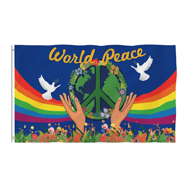 World Peace Flagga Polyester Stora banderoller 90*150CM Blekbeständiga flaggor Perfekt för utomhusdekoration i hemmet